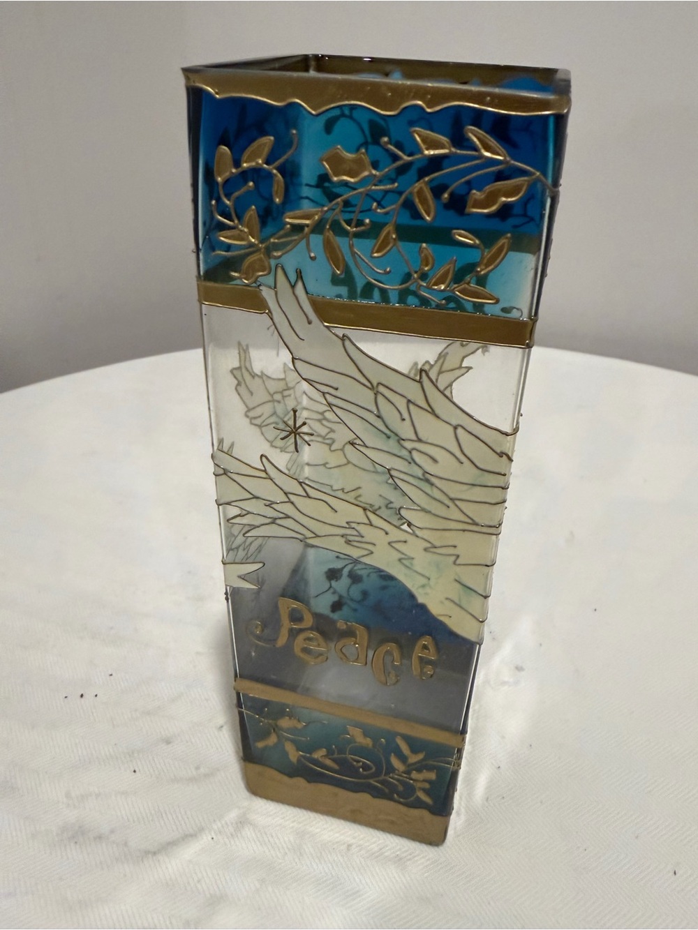 Joan Baker Designs Peace Dove Stained Glass Votive Candle Holder 2003 - Picture 2 of 6
